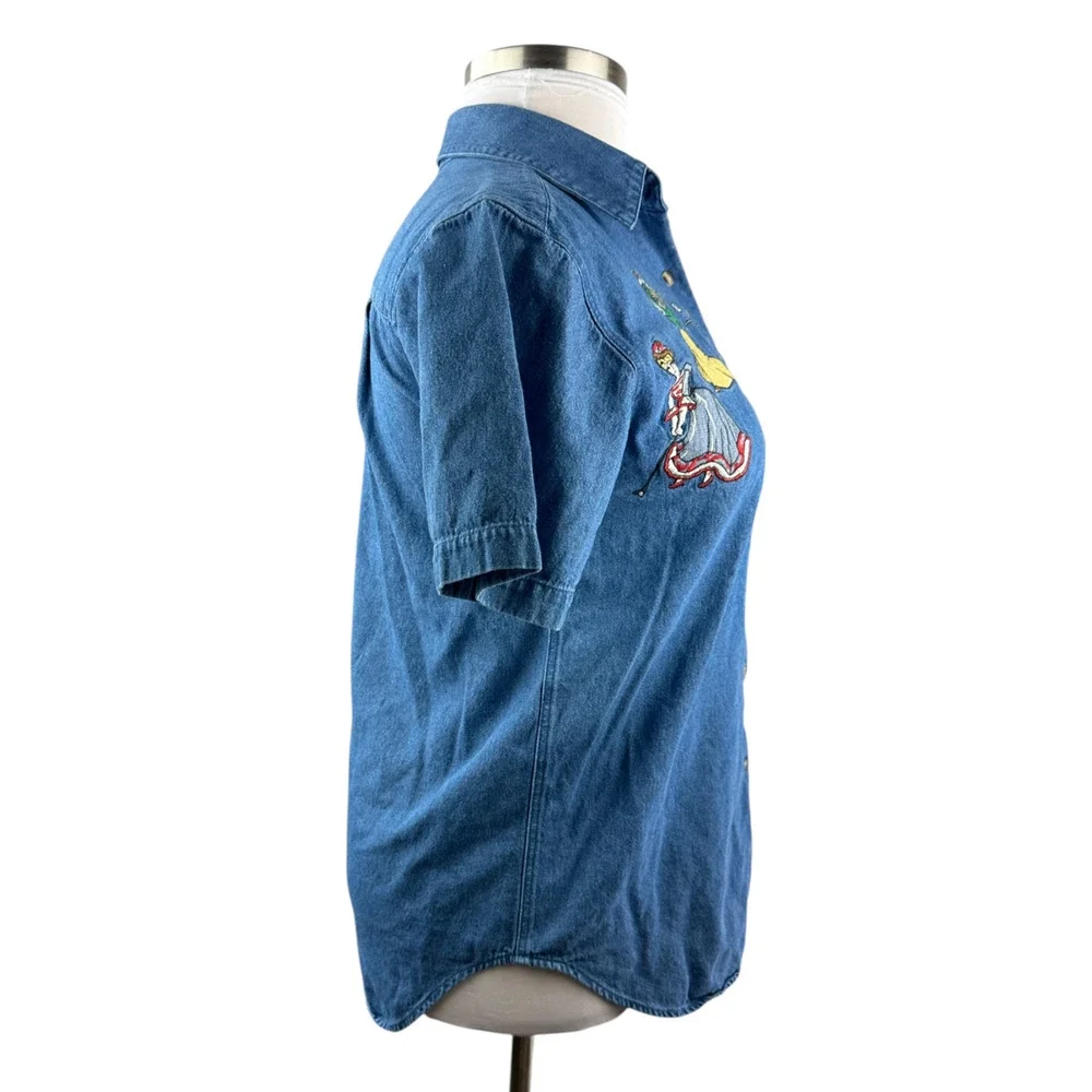 Vintage Golf Cambridge Dry Goods Country Store Denim Shirt Button Front Medium - Picture 10 of 15